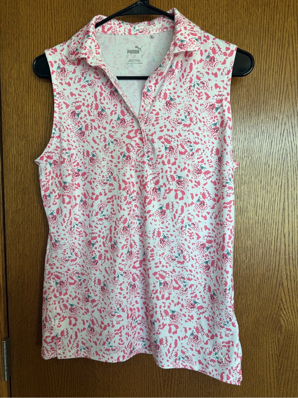 Puma Pink and White Sleeveless Polo Tank